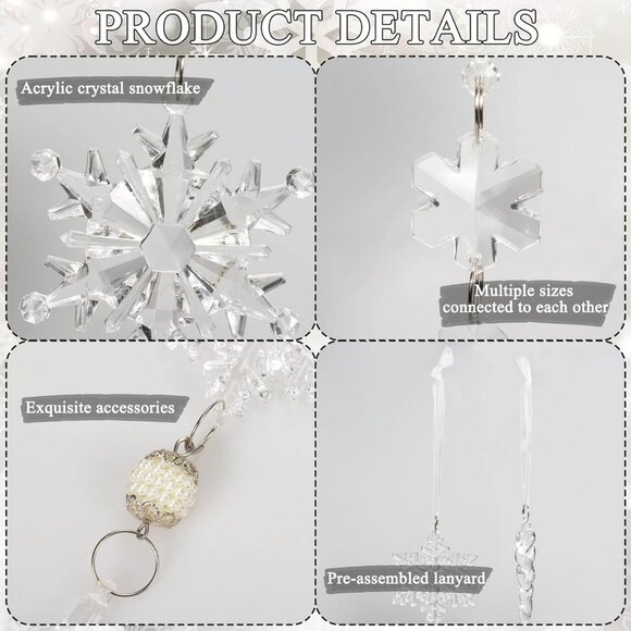 18pcs Crystal Christmas Ornaments for Tree DecorationsHanging Acrylic Snowflake - Picture 6 of 9